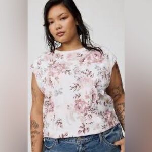 Torrid 3 Crew Neck Dolman Tee Floral Heather Oatmeal Pink Floral Blouse